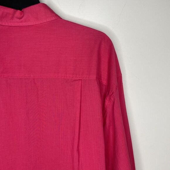 J.CREW Button Up Beach Shirt Women Large Cotton Voile Fuchsia Pink Relaxed BX621 - Picture 7 of 14